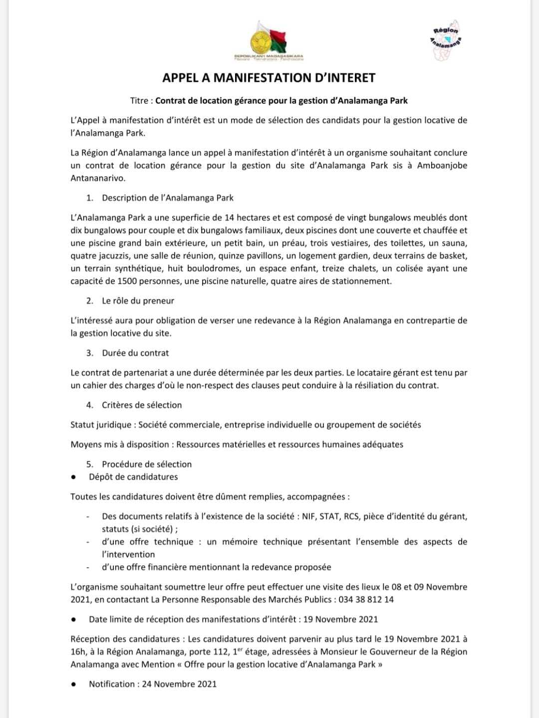 appel à manifestation d'interet